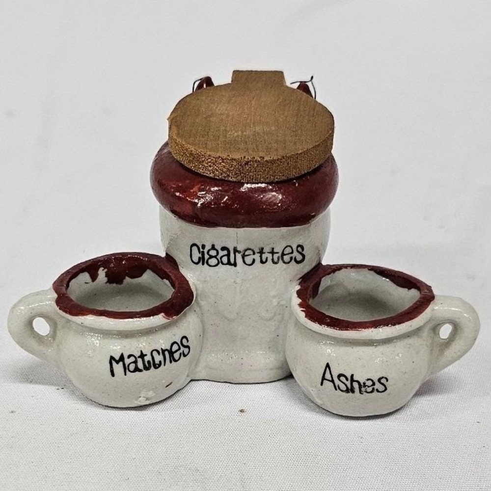 Vintage Ceramic Toilet Smoking Set Cigarettes Matches Ashes Novelty‎ Tobacciana